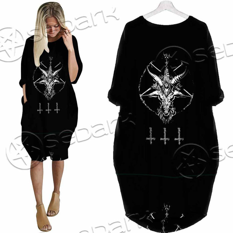 Baphomet Sigil Snake SED-0819 Batwing Pocket Dress