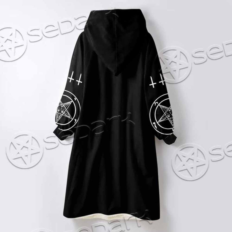 Sigil Of Baphomet Cat SED-0820 Oversized Sherpa Blanket Hoodie