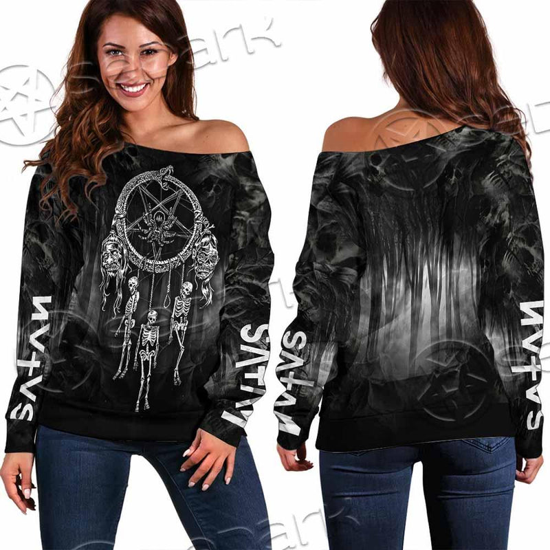 Satan Dream Catcher Skeleton SED-0821 Off Shoulder Sweaters