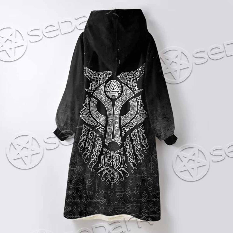 Viking Valknut Fenrir Wolf SED-0824 Oversized Sherpa Blanket Hoodie