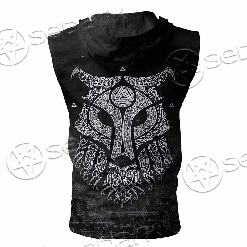 Viking Valknut Fenrir Wolf SED-0824 Zip Sleeveless Hoodie