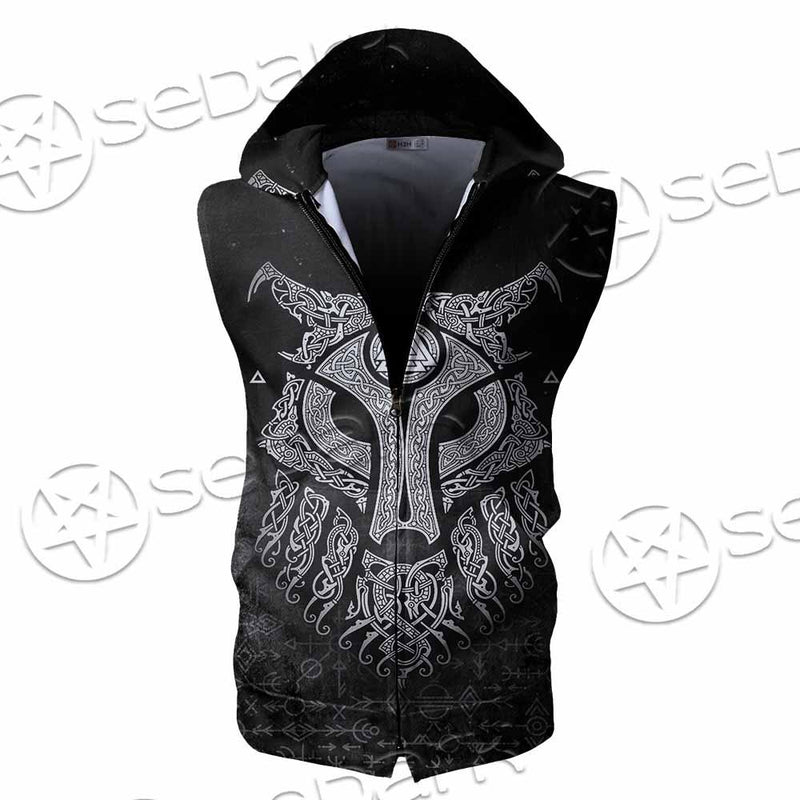 Viking Valknut Fenrir Wolf SED-0824 Zip Sleeveless Hoodie