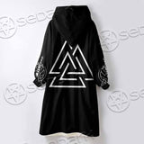 Viking Runes Valknut SED-0825 Oversized Sherpa Blanket Hoodie