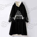 Viking Runes Valknut SED-0825 Oversized Sherpa Blanket Hoodie