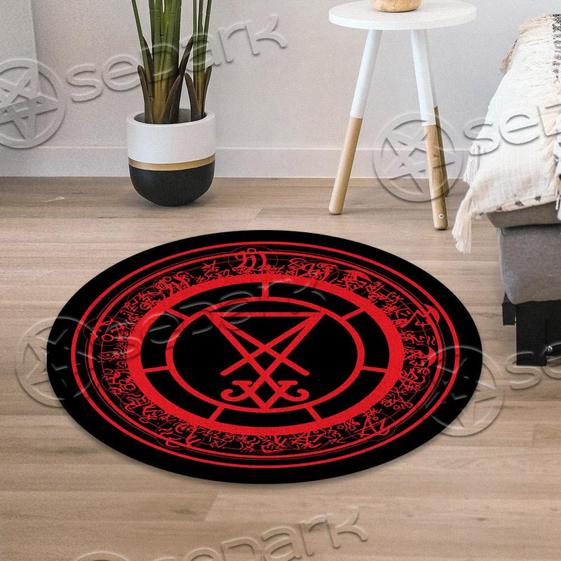 Red Lucifer Sigil SED-0828 Round Carpet