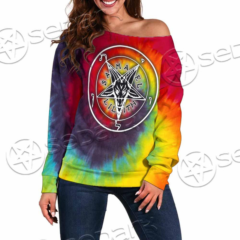 Baphomet Sigil Lilith LGBT SED-0834 Off Shoulder Sweaters