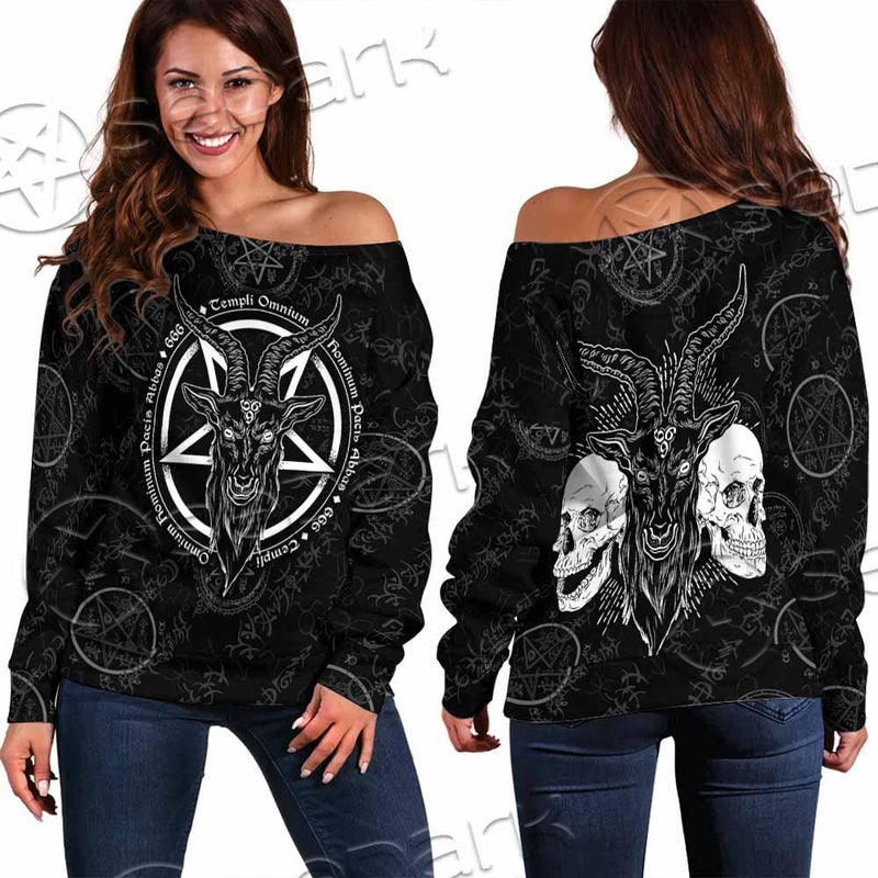 Sigil Baphomet Goat Head SED-0839 Off Shoulder Sweaters
