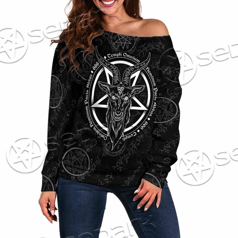 Sigil Baphomet Goat Head SED-0839 Off Shoulder Sweaters