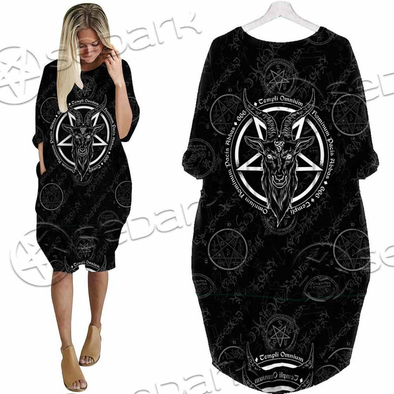 Sigil Baphomet Goat Head SED-0839 Batwing Pocket Dress