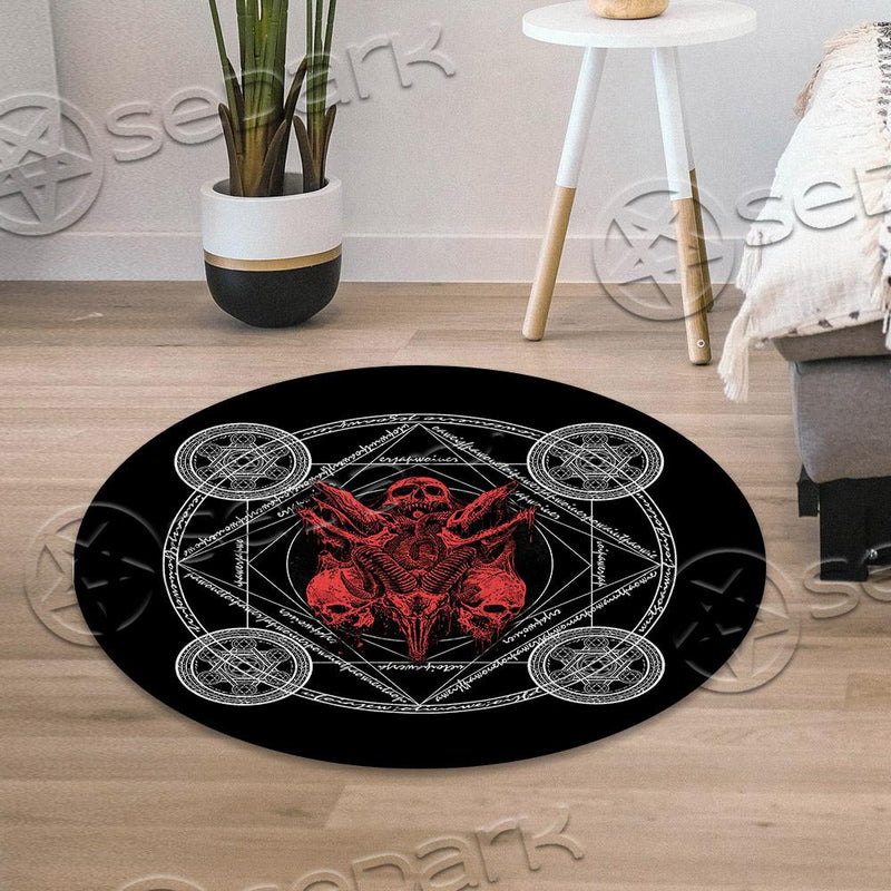 Occult Goat Head SED-0843 Round Carpet