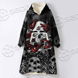 Skull Rose Snake Brimstone SED-0850 Oversized Sherpa Blanket Hoodie