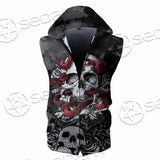 Skull Rose Snake Brimstone SED-0850 Zip Sleeveless Hoodie