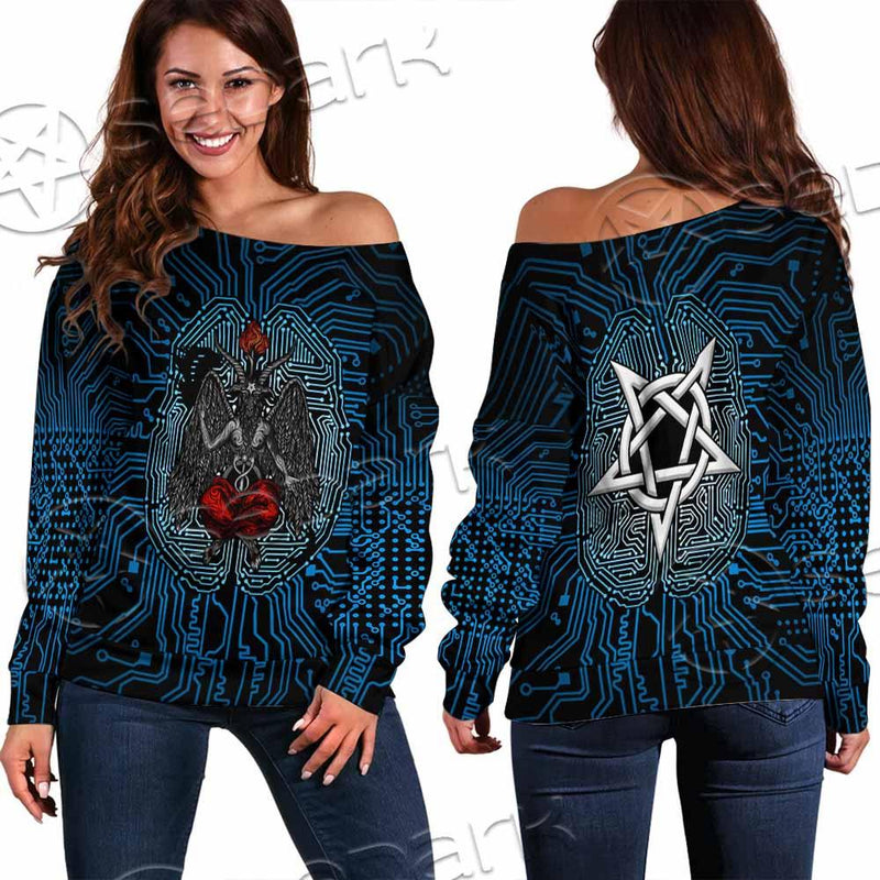 Baphomet Brain SED-0861 Off Shoulder Sweaters