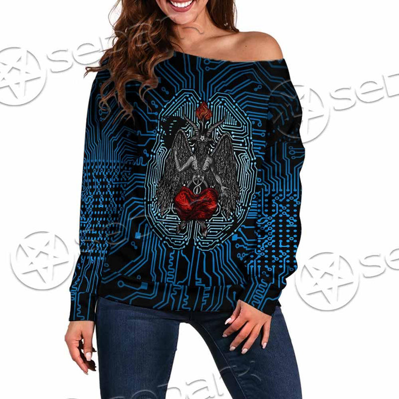 Baphomet Brain SED-0861 Off Shoulder Sweaters