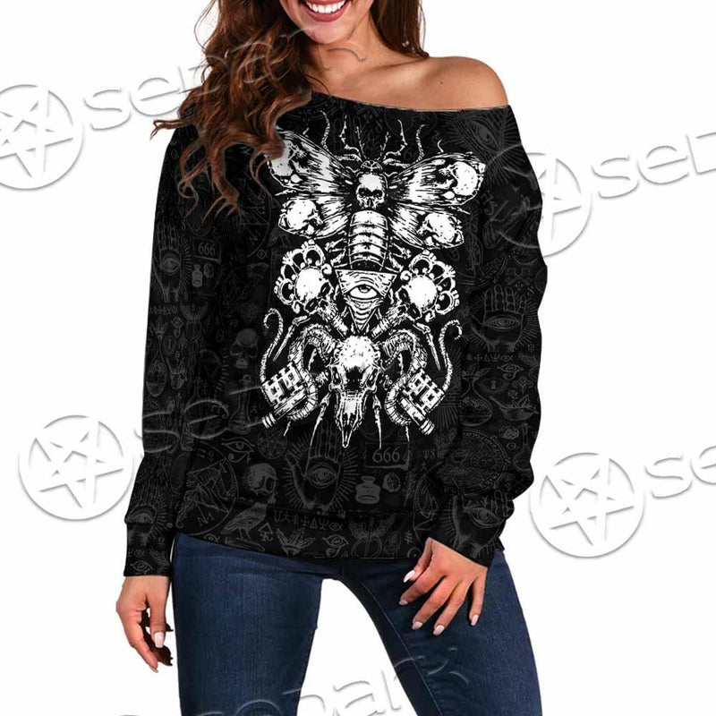 Satan Death Moth SED-0862 Off Shoulder Sweaters