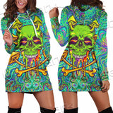 Sugar Skull Magic Mushrooms Psychedelic 1 SED-0867 Hoodie Dress
