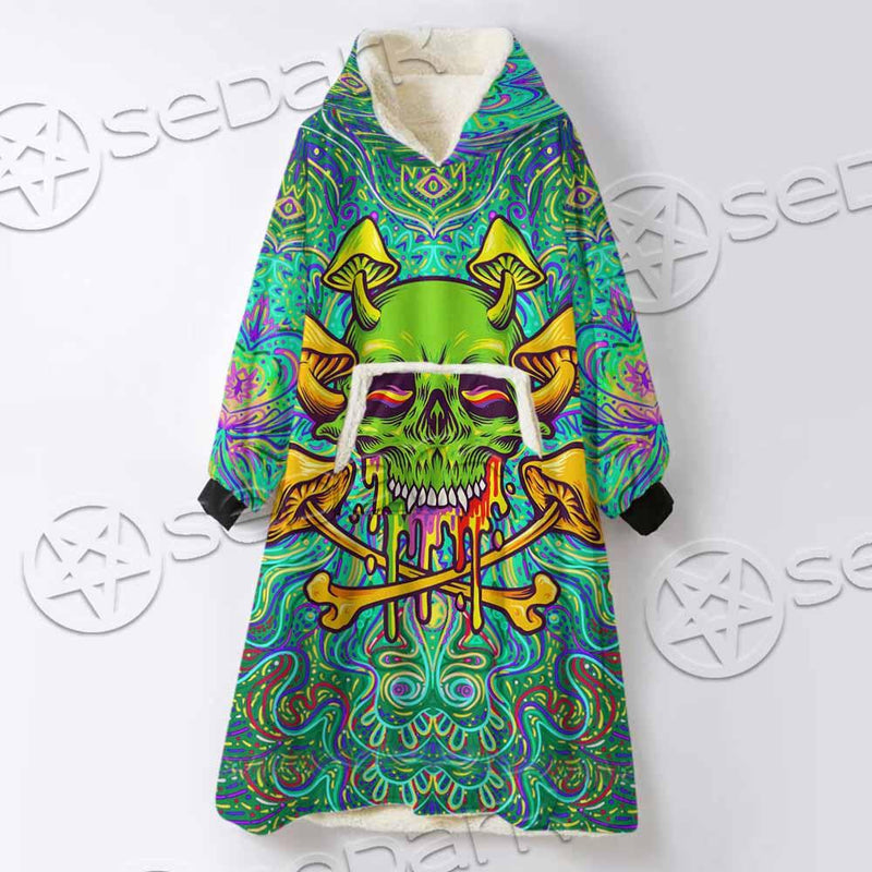 Sugar Skull Magic Mushrooms Psychedelic 1 SED-0867 Oversized Sherpa Blanket Hoodie