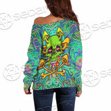 Sugar Skull Magic Mushrooms Psychedelic 1 SED-0867 Off Shoulder Sweaters