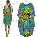 Sugar Skull Magic Mushrooms Psychedelic 1 SED-0867 Batwing Pocket Dress