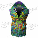Sugar Skull Magic Mushrooms Psychedelic 1 SED-0867 Zip Sleeveless Hoodie