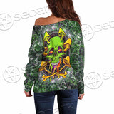 Sugar Skull Magic Mushrooms Psychedelic 2 SED-0868 Off Shoulder Sweaters