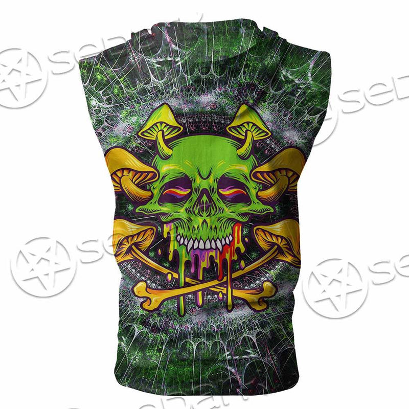 Sugar Skull Magic Mushrooms Psychedelic 2 SED-0868 Zip Sleeveless Hoodie