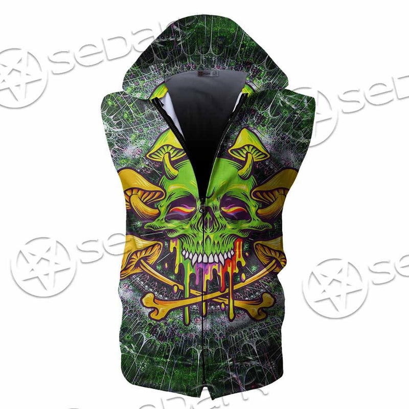 Sugar Skull Magic Mushrooms Psychedelic 2 SED-0868 Zip Sleeveless Hoodie