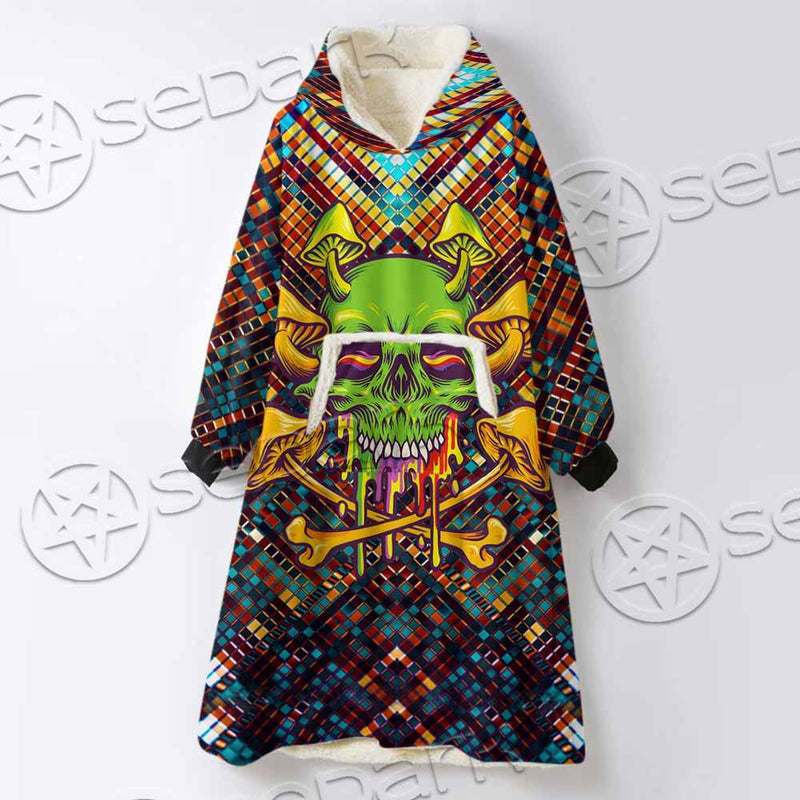 Psychedelic Skull SED-0870 Oversized Sherpa Blanket Hoodie
