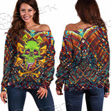 Psychedelic Skull SED-0870 Off Shoulder Sweaters