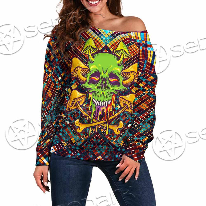 Psychedelic Skull SED-0870 Off Shoulder Sweaters