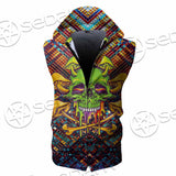 Psychedelic Skull SED-0870 Zip Sleeveless Hoodie
