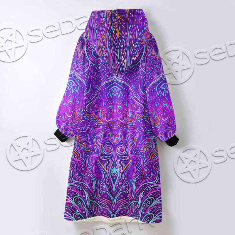 Psychedelic Mushrooms SED-0871 Oversized Sherpa Blanket Hoodie
