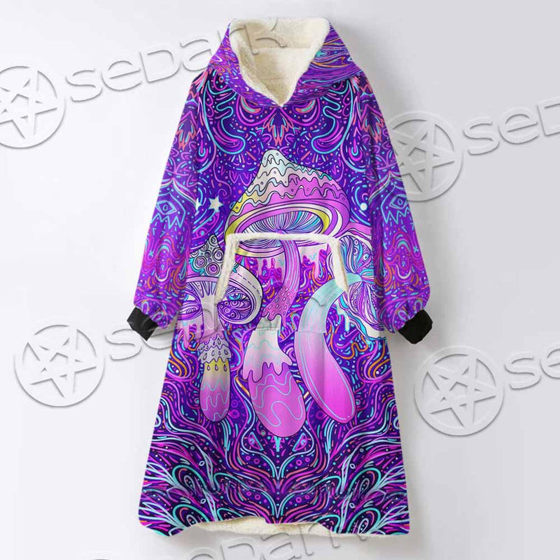Psychedelic Mushrooms SED-0871 Oversized Sherpa Blanket Hoodie