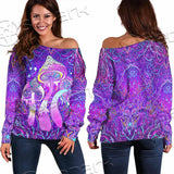 Psychedelic Mushrooms SED-0871 Off Shoulder Sweaters
