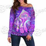 Psychedelic Mushrooms SED-0871 Off Shoulder Sweaters