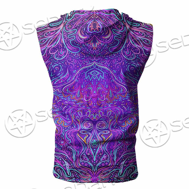 Psychedelic Mushrooms SED-0871 Zip Sleeveless Hoodie