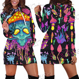 Alien Magic Mushrooms Psychedelic SED-0872 Hoodie Dress