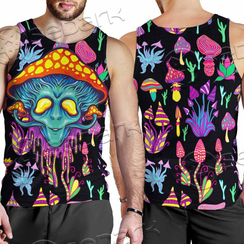 Alien Magic Mushrooms Psychedelic SED-0872 Men Tank-tops