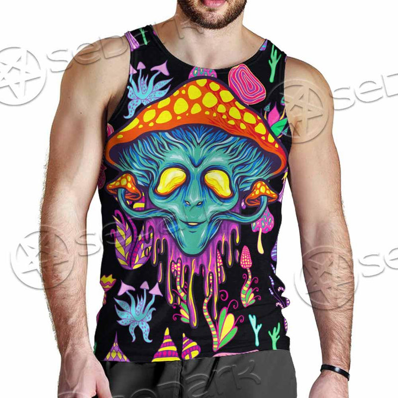 Alien Magic Mushrooms Psychedelic SED-0872 Men Tank-tops