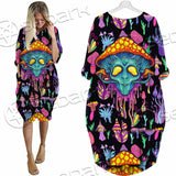 Alien Magic Mushrooms Psychedelic SED-0872 Batwing Pocket Dress