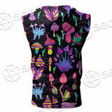 Alien Magic Mushrooms Psychedelic SED-0872 Zip Sleeveless Hoodie