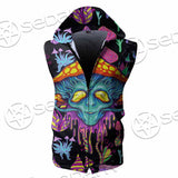 Alien Magic Mushrooms Psychedelic SED-0872 Zip Sleeveless Hoodie