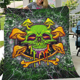 Sugar Skull Magic Mushrooms Psychedelic 1 SED-0874 Quilt