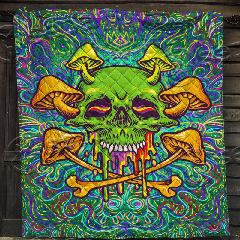 Sugar Skull Magic Mushrooms Psychedelic 2 SED-0875 Quilt
