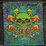 Sugar Skull Magic Mushrooms Psychedelic 2 SED-0875 Quilt