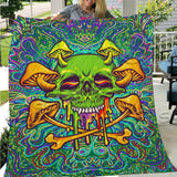Sugar Skull Magic Mushrooms Psychedelic 2 SED-0875 Quilt