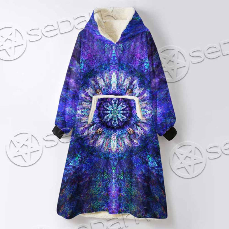 Psychedelic Blue Love SED-0876 Oversized Sherpa Blanket Hoodie