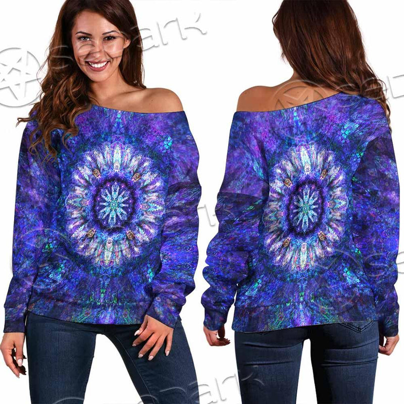 Psychedelic Blue Love SED-0876 Off Shoulder Sweaters
