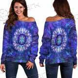 Psychedelic Blue Love SED-0876 Off Shoulder Sweaters