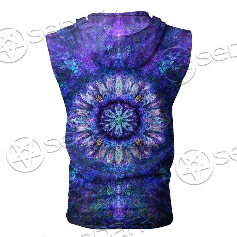 Psychedelic Blue Love SED-0876 Zip Sleeveless Hoodie